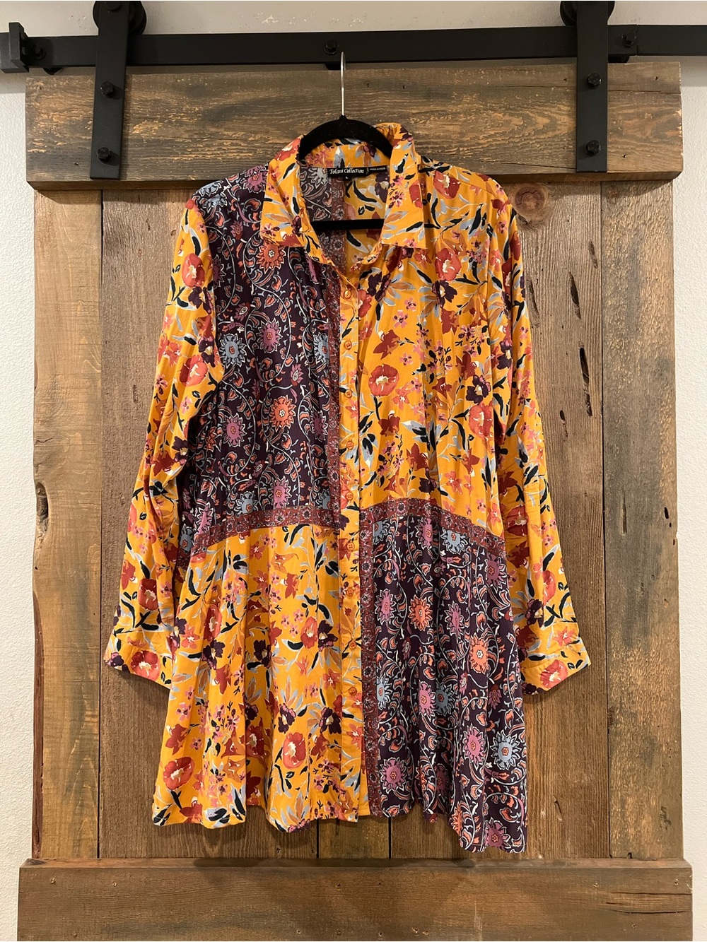 Tolani Collection Floral Patchwork Boho Dress/Tunic Large
